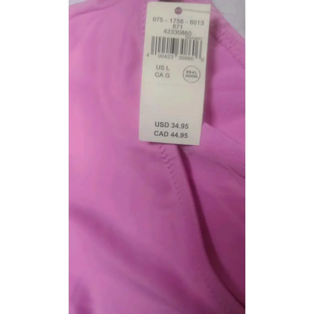 New Aerie High Waist Full Coverage Bikini Bottoms Light Pink Womens Size L Swim